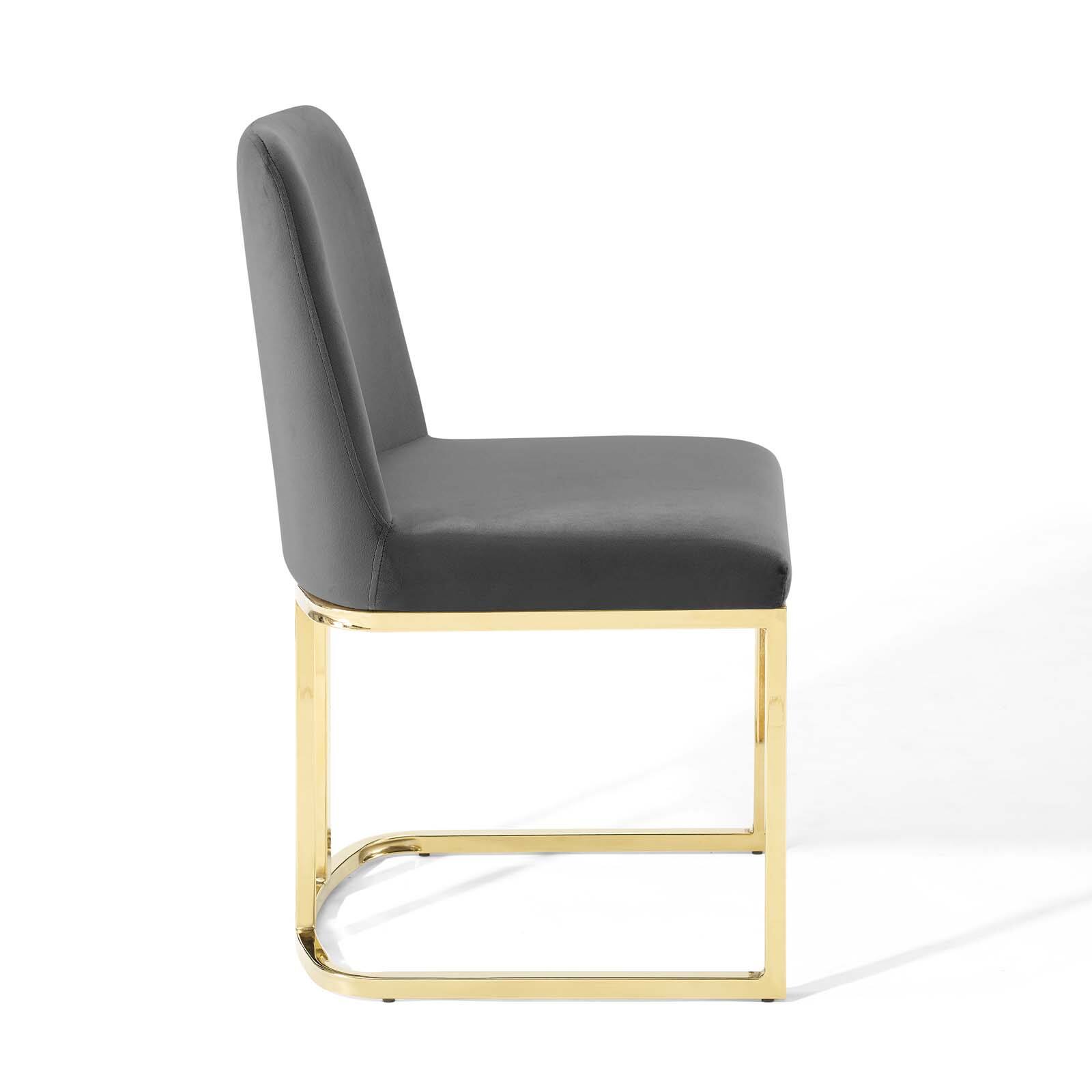 Alt View 2. Modway - Amplify Sled Base Performance Velvet Dining Side Chair by Modway - Gold Gray.