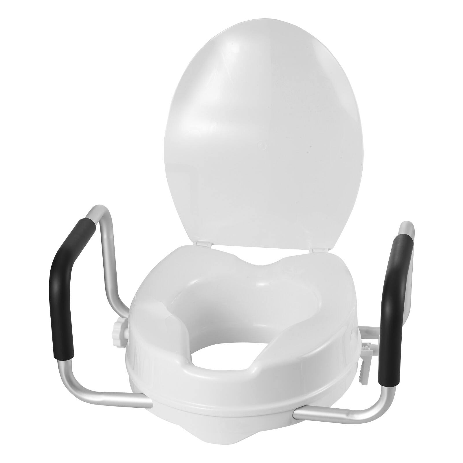 Alt View 5. VEVOR - Raised Toilet Seat with Arms, 300 lbs Load Capacity, 4-Inch Lift Height, Widened Commode Elevated Toilet Seat Riser - White.