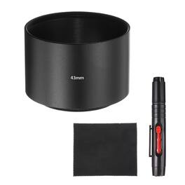 Unique Bargains - Lens Hood Shade, 43mm Long-focus Metal Camera Cap Shade with Cleaning Cloth & Pen - Black