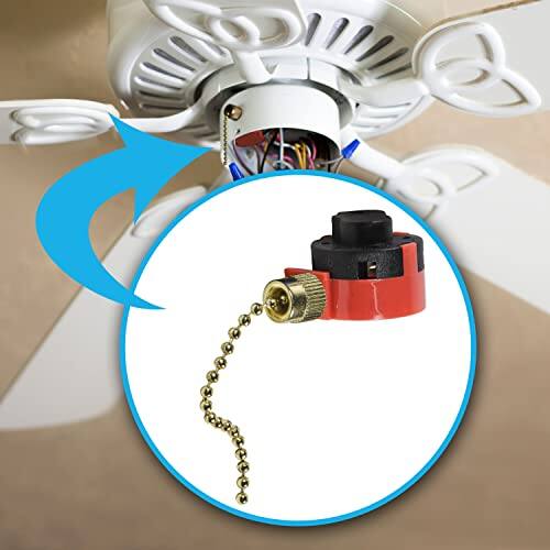 Back. HQRP - 3-Speed 4-Wire Pull Chain Ceiling Fan Light Switch - Replacement for Zing Ear ZE-208s - black.