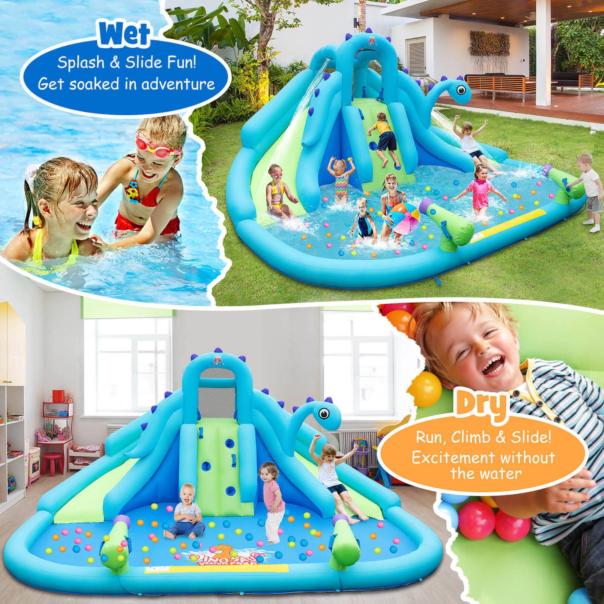 Wet  
Splash & Slide Fun!  
Get soaked in adventure  

Dry  
Run, Climb & Slide!  
Excitement without the water