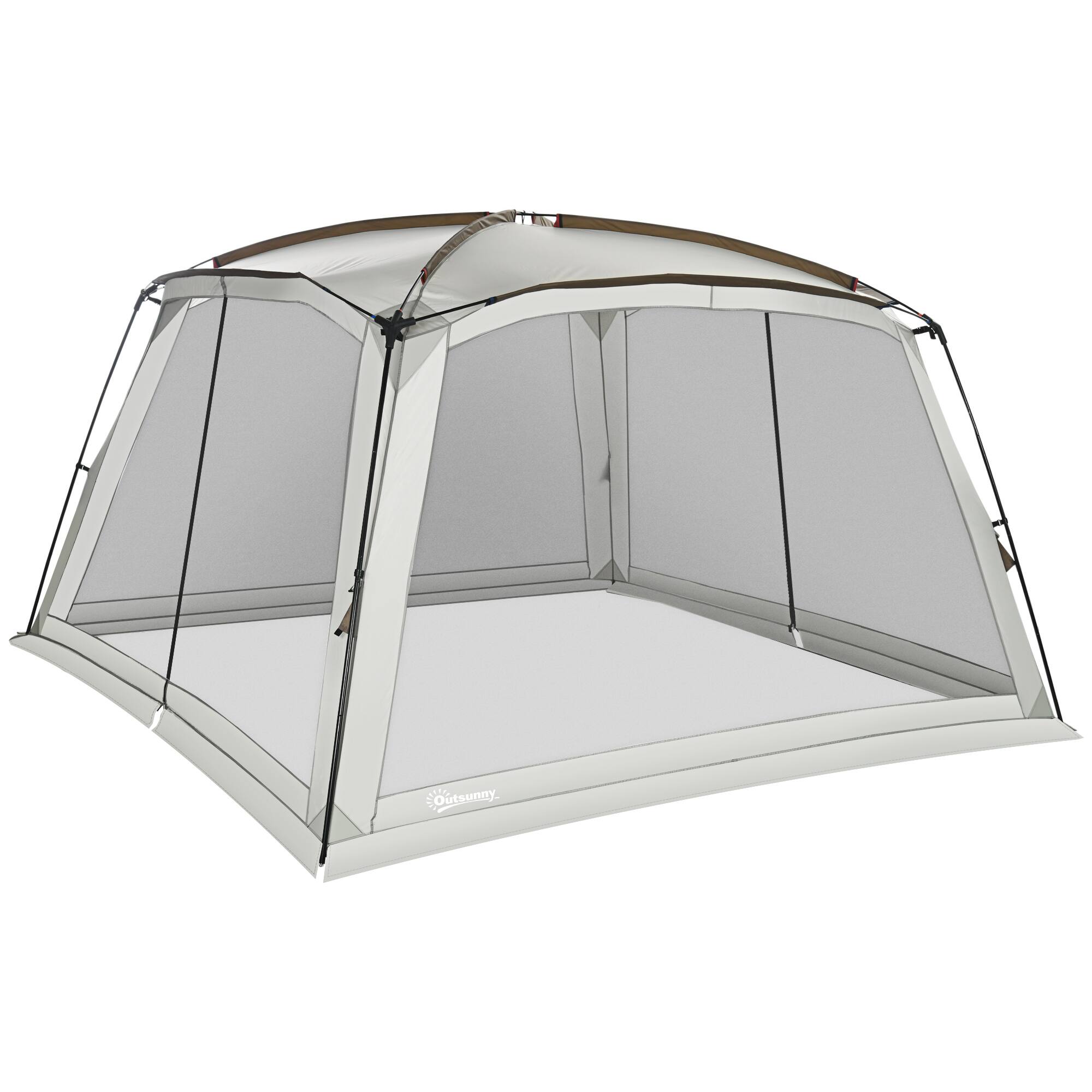 Front. Ecooso - 12' x 12' Screen House Tent, UV50+ Screen with 2 Doors, Easy Setup for Patios and Outdoor Activities - White.