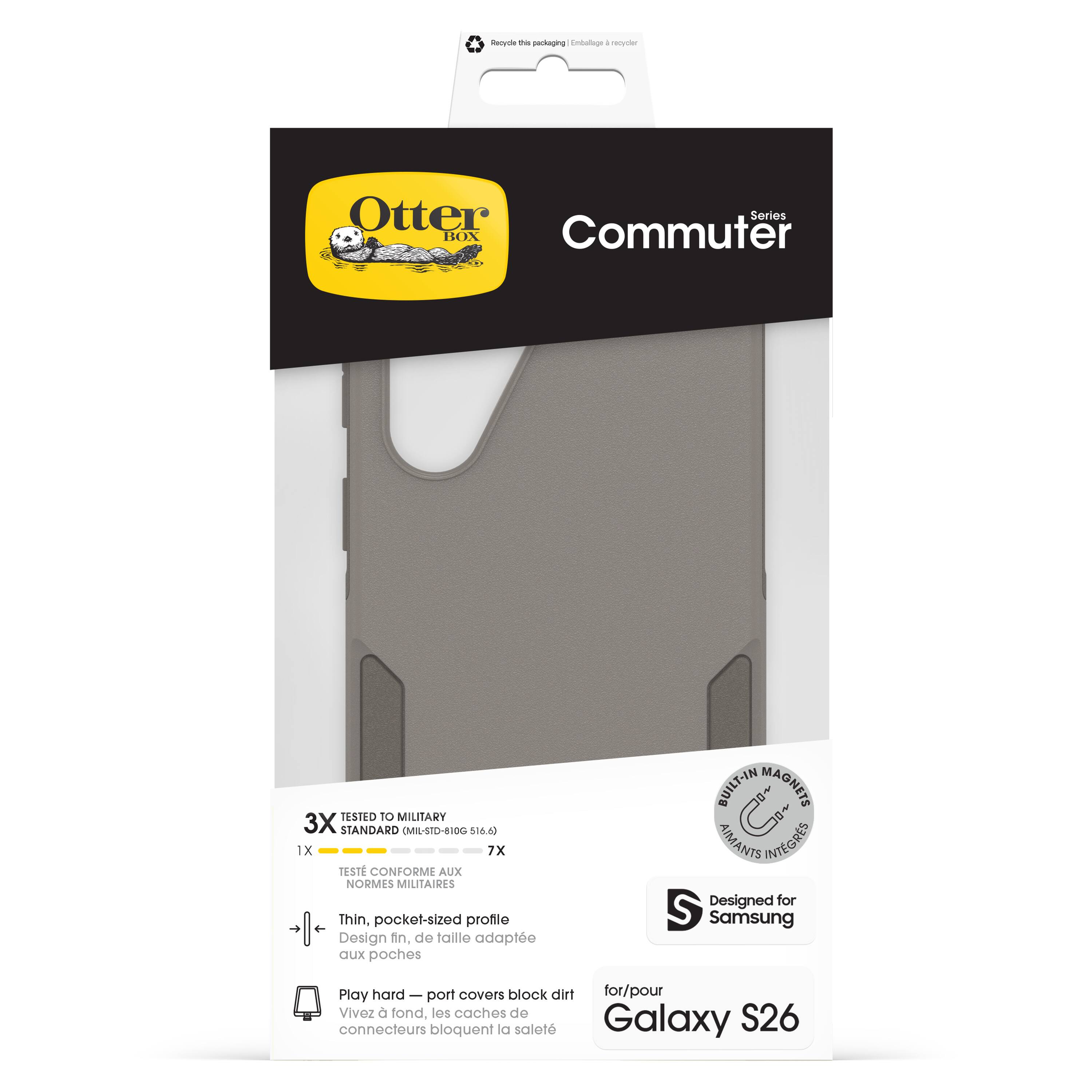 Scyao the packaging Enbalnge - eeteer Otter Series BOX Commuter TESTED TO MILITARY 3X STANDARD MIL-STD-810G 556.43 1X 7X TESTE CONFORME AUX NORMES MILITAIRES Thin, pocket-sized profile Design fin, de taille adaptée aux poches BUILT-IN MAGNETS AIMANTS INTÉGRÉS Designed for Samsung Play hard - port covers block dirt for/pour Vivez à fond. les caches de port bloquent la saleté Galaxy S26

Recycle the packaging | Emballage à recycler

3X TESTED TO MILITARY STANDARD (MIL-STD-810G 516.6)
1X TESTÉ CONFORME AUX NORMES MILITAIRES

Thin, pocket-sized profile
Design fin, de taille adaptée aux poches

Play hard - port covers block dirt
Vivez à fond. les caches de port bloquent la saleté

Designed for Samsung
for/pour Galaxy S26