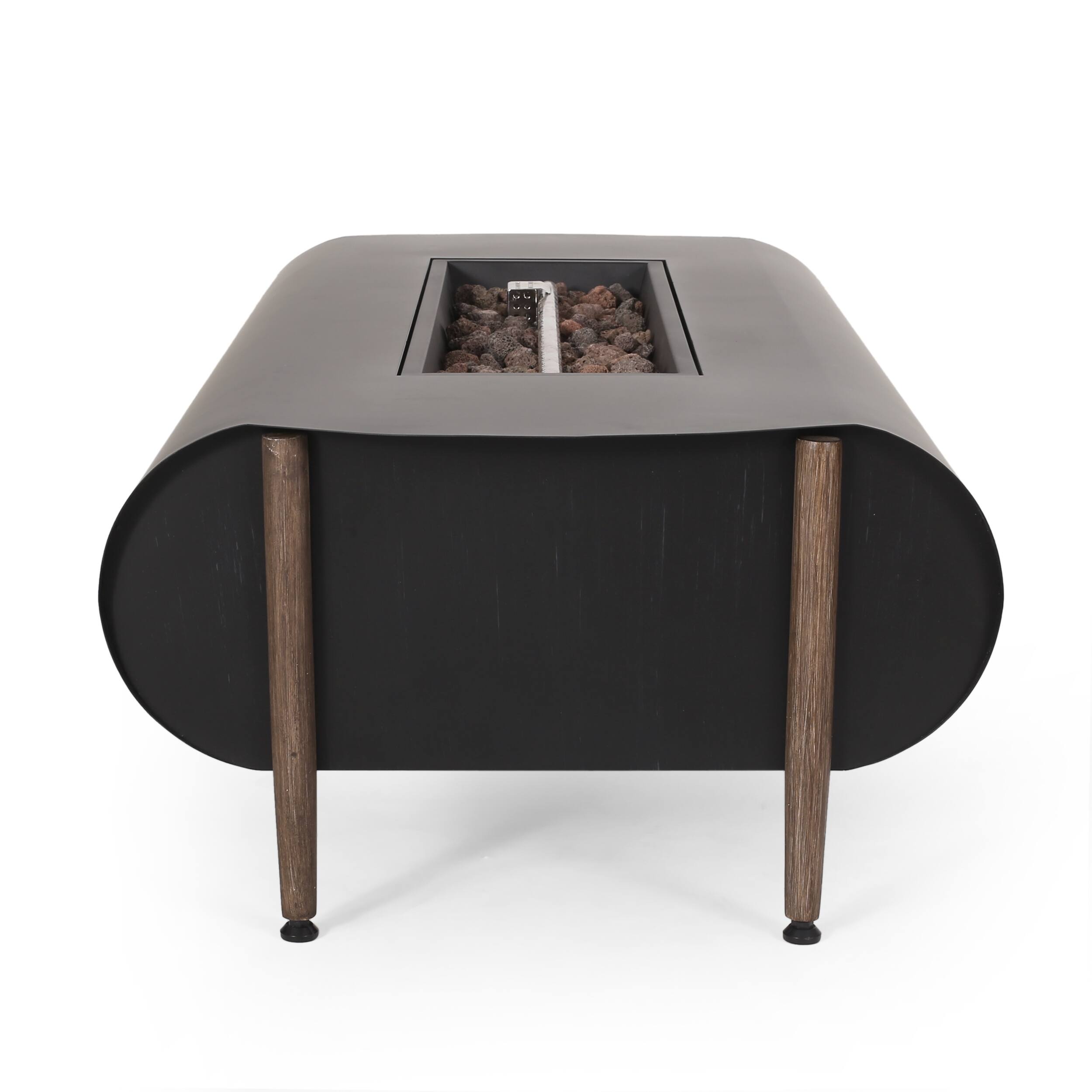 Alt View 8. APRILSOUL - VERNON RECTANGLE FIRE PIT 50000BTU - Dark Gray.