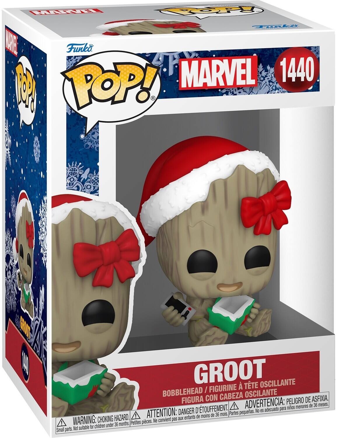 MARVEL 1440
POP!
GROOT
BOBBLEHEAD / FIGURINE À TÊTE OSCILLANTE
FIGURA CON CABEZA OSCILANTE
PELIGRO DE ASFIXIA. DANGER D'ÉTOUFFEMENT. ADVERTENCIA: para niños menores de 36 meses. Peligro de asfixia. DANGER D'ETOUFFEMENT. ATTENTION: enfants de moins de 36 mois. Parties pequenas. WARNING: CHOKING HAZARD. Small parts. Not suitable for children under 36 months. Petites pieces. Ne convient pas aux enfants de moins de 36 mois.