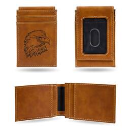 Rico Industries - Outdoor Sportsman Bald Eagle Head Laser Engraved Brown Front Pocket Wallet / Money Clip - Multi