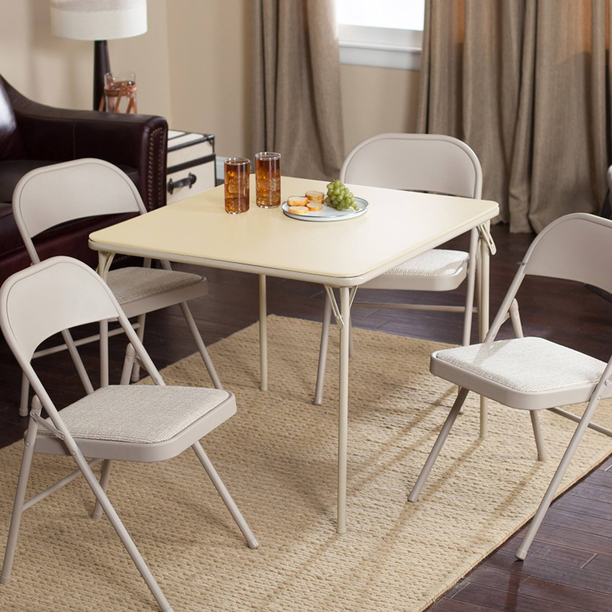 Alt View 3. MECO - MECO Sudden Comfort 34 x 34 Inch Square Metal Folding Dining Card Table, Buff - Buff.