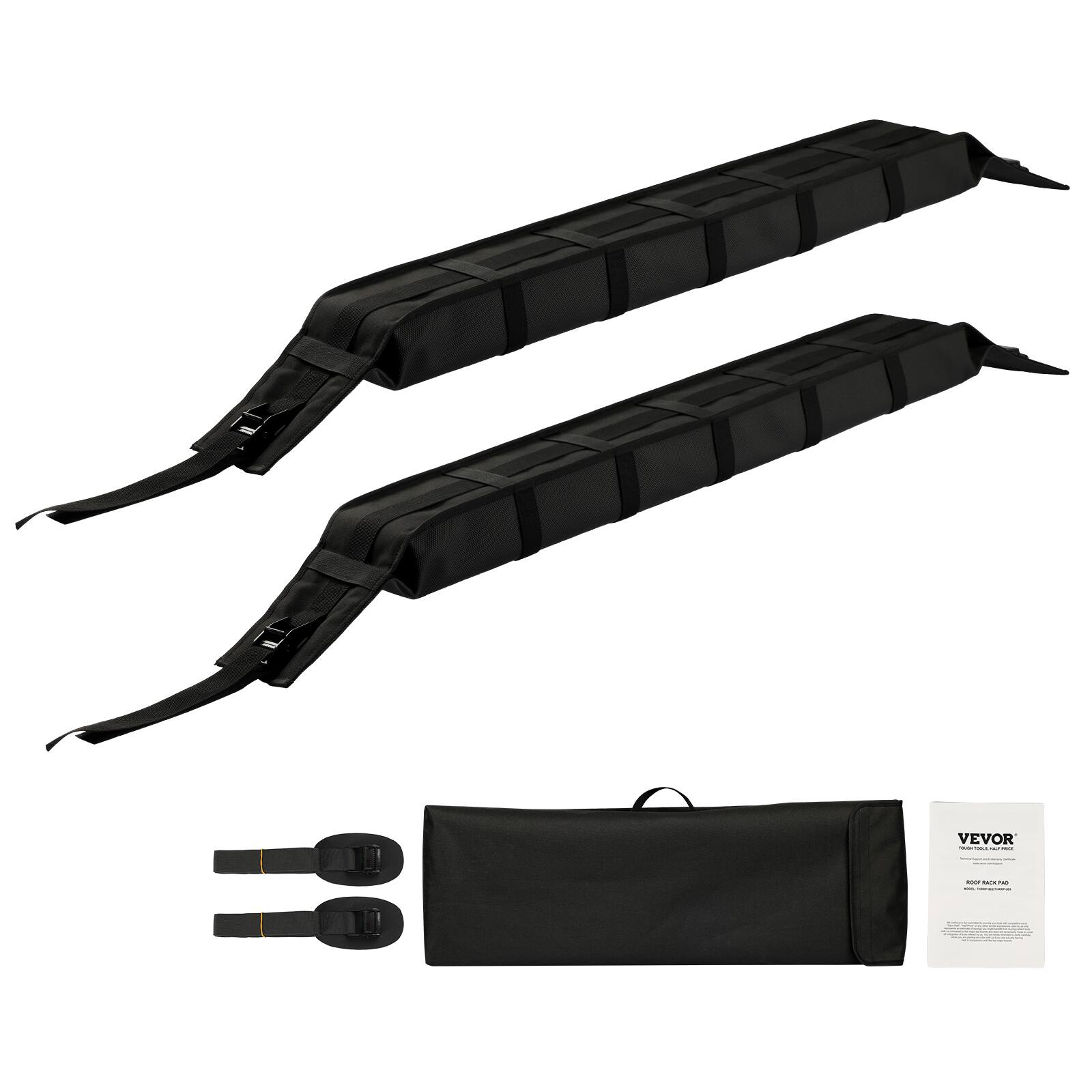 Alt View 5. VEVOR - Soft Roof Rack Pads, 33-Inch Universal Car Roof Rack Pad, 176LBS Load Capacity Luggage Kayak Carrier - Black.