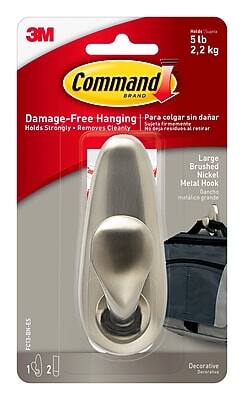 Command - Large Metal Hook, 5 lb - Brushed Nickel
