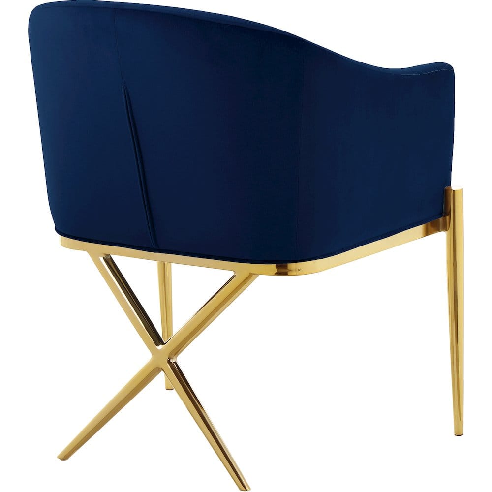 Meridian Furniture - Xavier Navy Velvet Dining Chair - Blue - Thumbnail 4