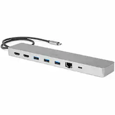 Front. Rocstor - Rocstor Premium USB-C 11-in-1 Dual Display Portable Dock - for Notebook, Desktop PC, Monitor, Tablet - Charging.