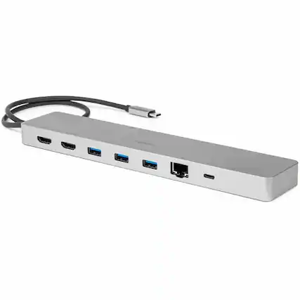 Front. Rocstor - Rocstor Premium USB-C 11-in-1 Dual Display Portable Dock - for Notebook, Desktop PC, Monitor, Tablet - Charging.