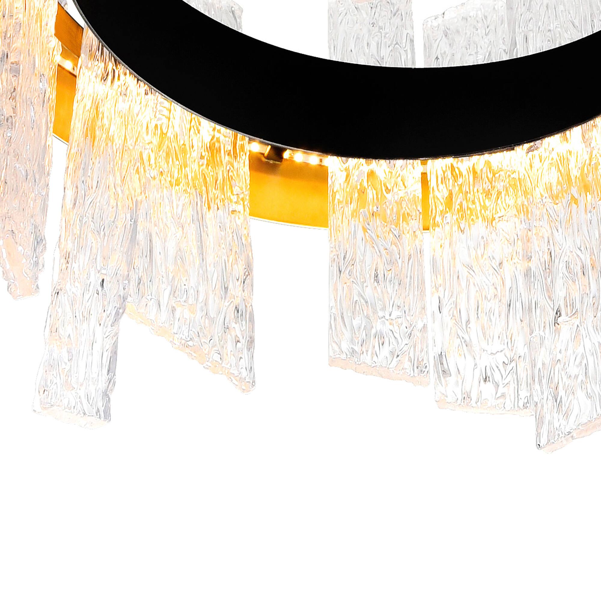 Left. CWI Lighting - Guadiana 24 in LED Black Chandelier - Black & Satin Gold.