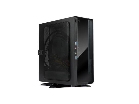 Front. In Win - InWin BQ656 Mini-ITX Case, 200W 80+ Gold PSU, 1x Slim ODD/2.5" HDD, USB 3.0 x2, HD Audio - Black.