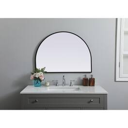 Elegant Decor - Metal Frame Arch Mirror 33x24 Inch - Black