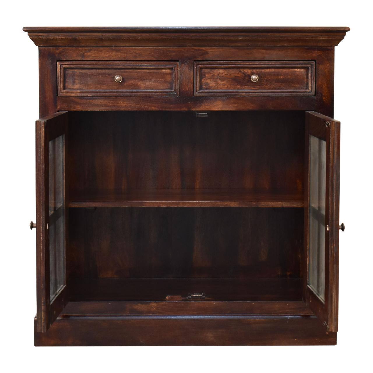 Alt View 5. Artisan Furniture - Artisan Furniture Solid Wood Light Walnut Cabinet with Glazed Doors - Light walnut.