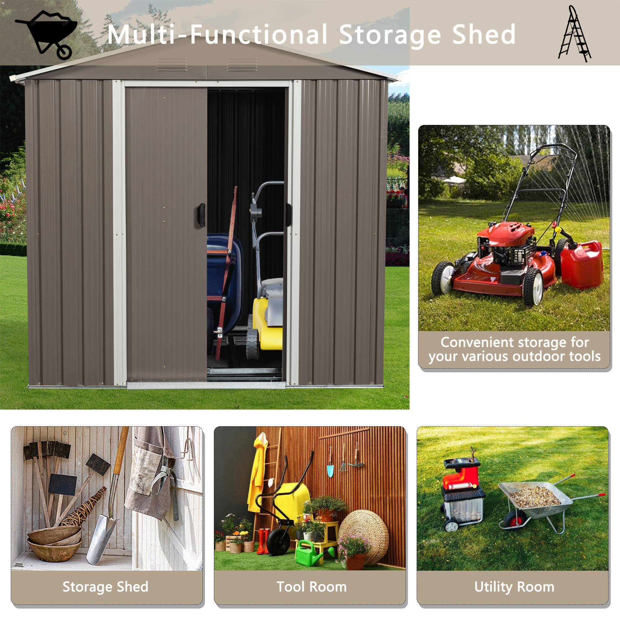 Multi-Functional Storage Shed

Convenient storage for your various outdoor tools

Storage Shed

Tool Room

Utility Room