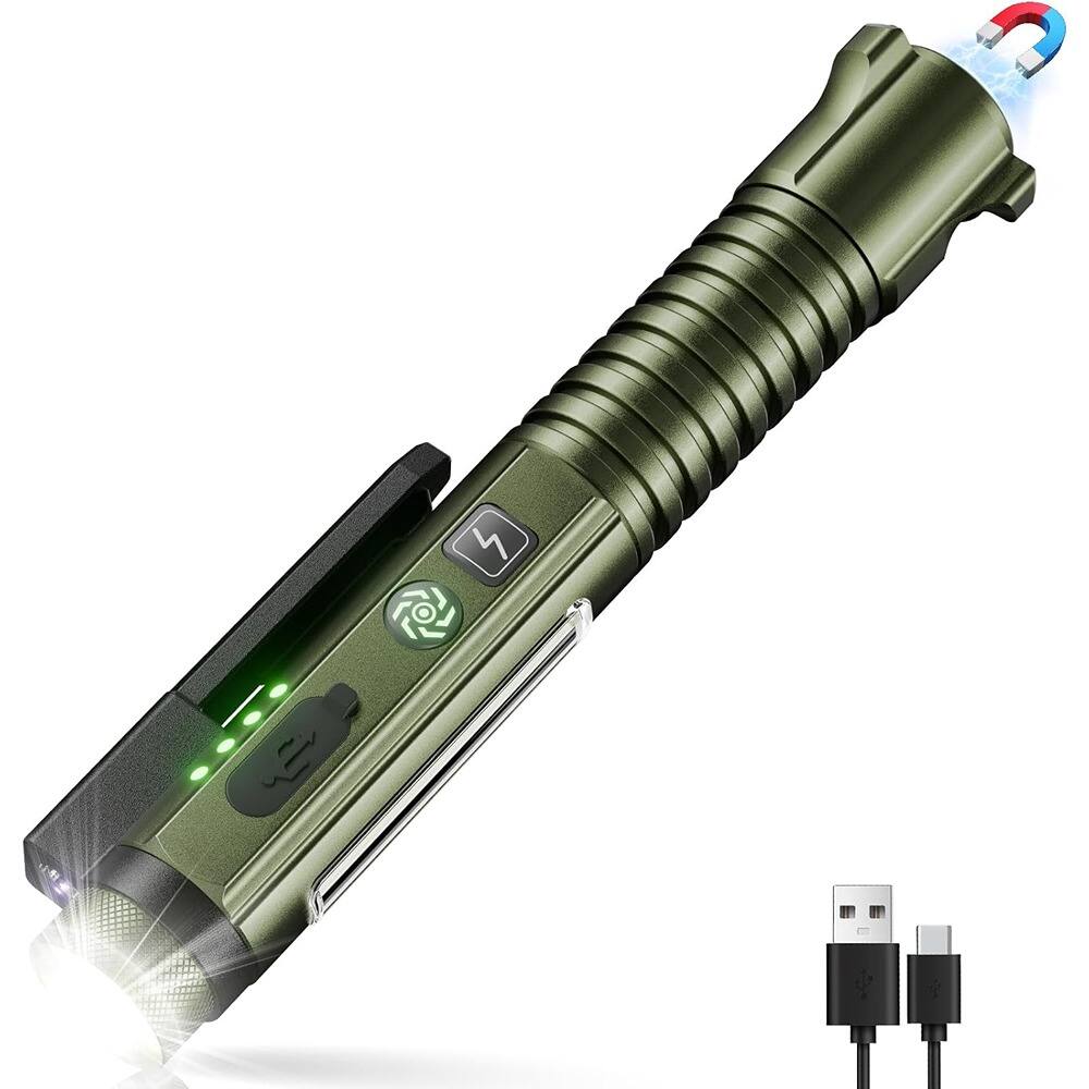 Front. Schertz - EDC Rechargeable Flashlight, 1400 Lumens, Tactical Penlight with Clip, 10 Modes, Waterproof Pocket Light.