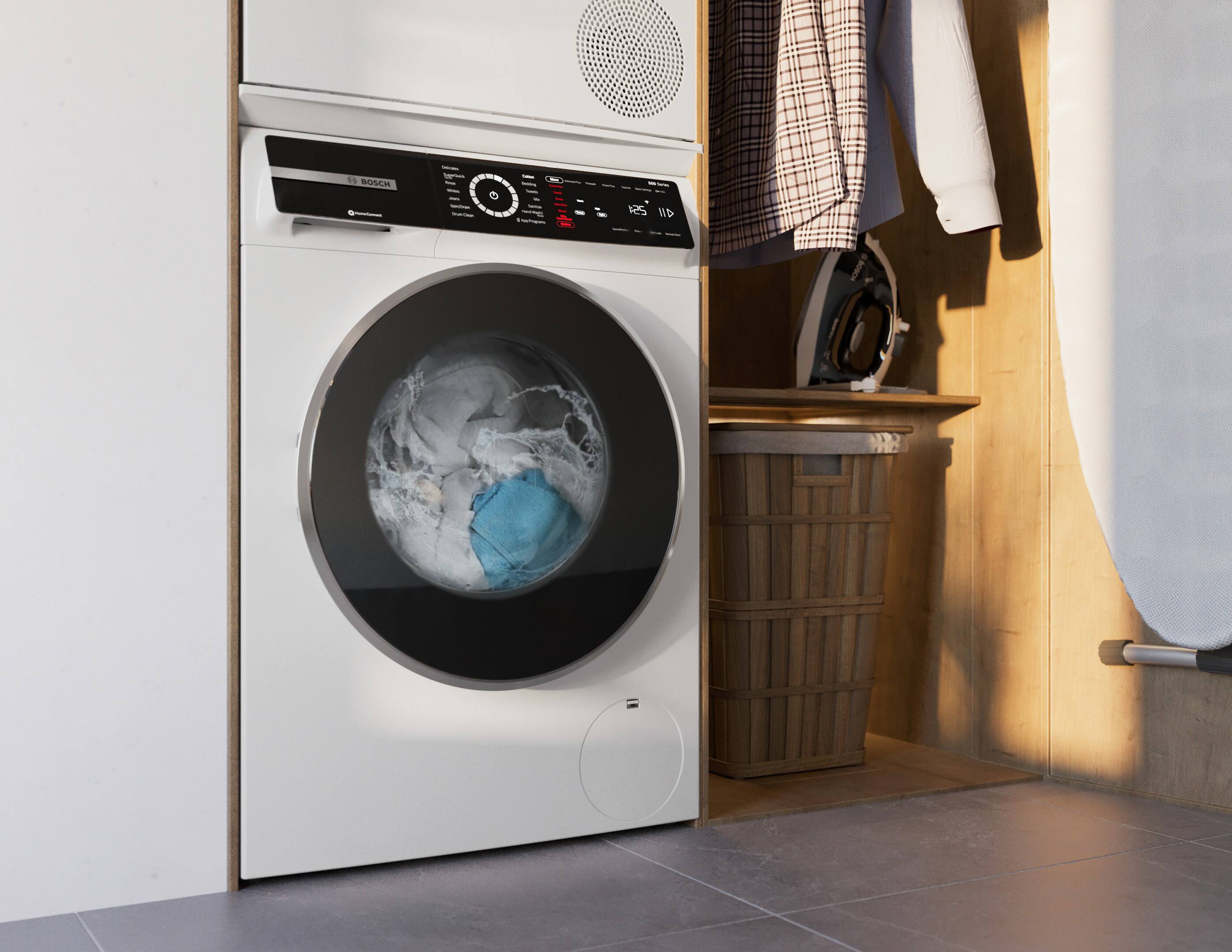 Alt View 5. Bosch - 500 Series 2.4 Cu. Ft. High-Efficiency Stackable Smart Front Load Washer with 4D Wash System - White.