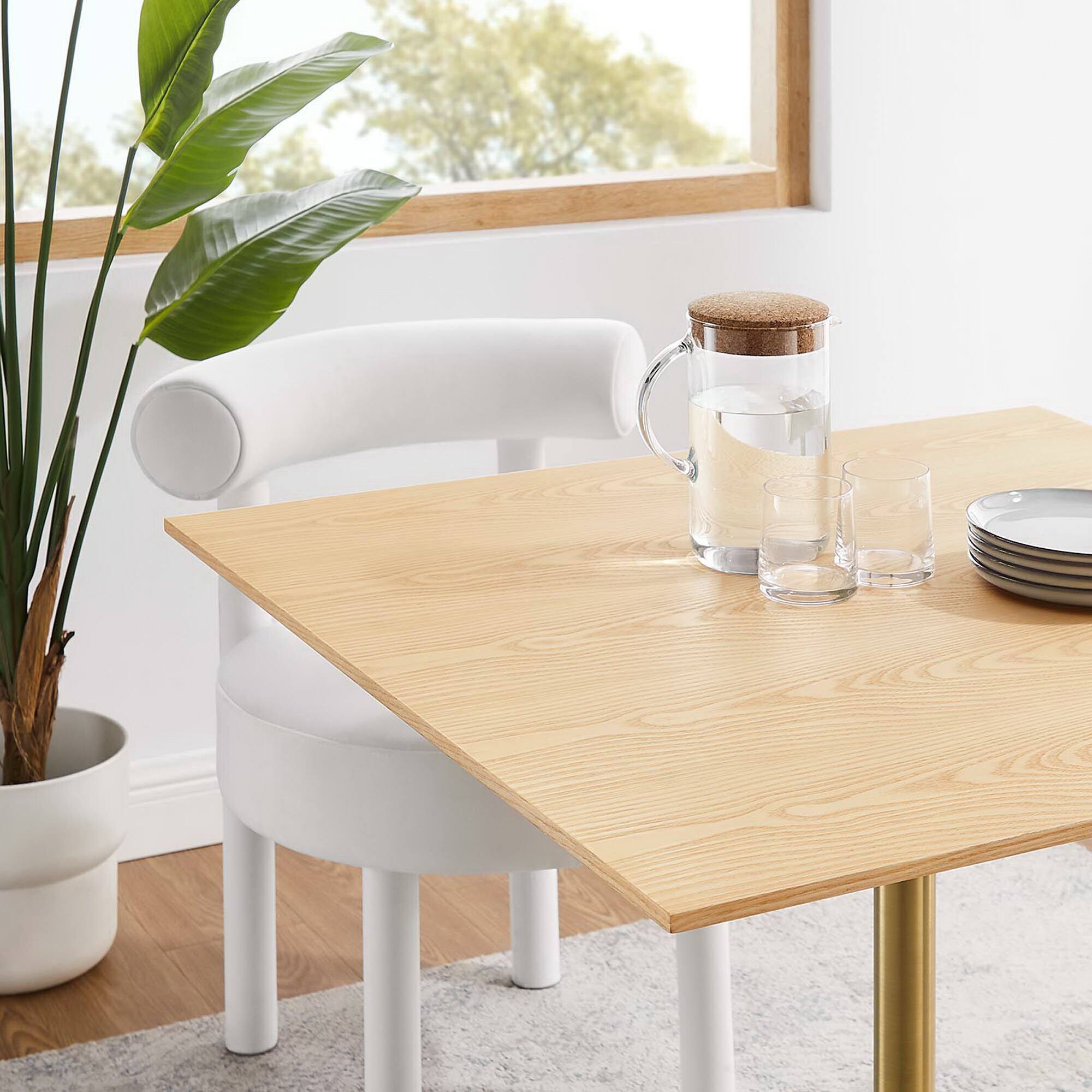 Alt View 1. Modway - Lippa Square Wood Dining Table - Gold Natural.