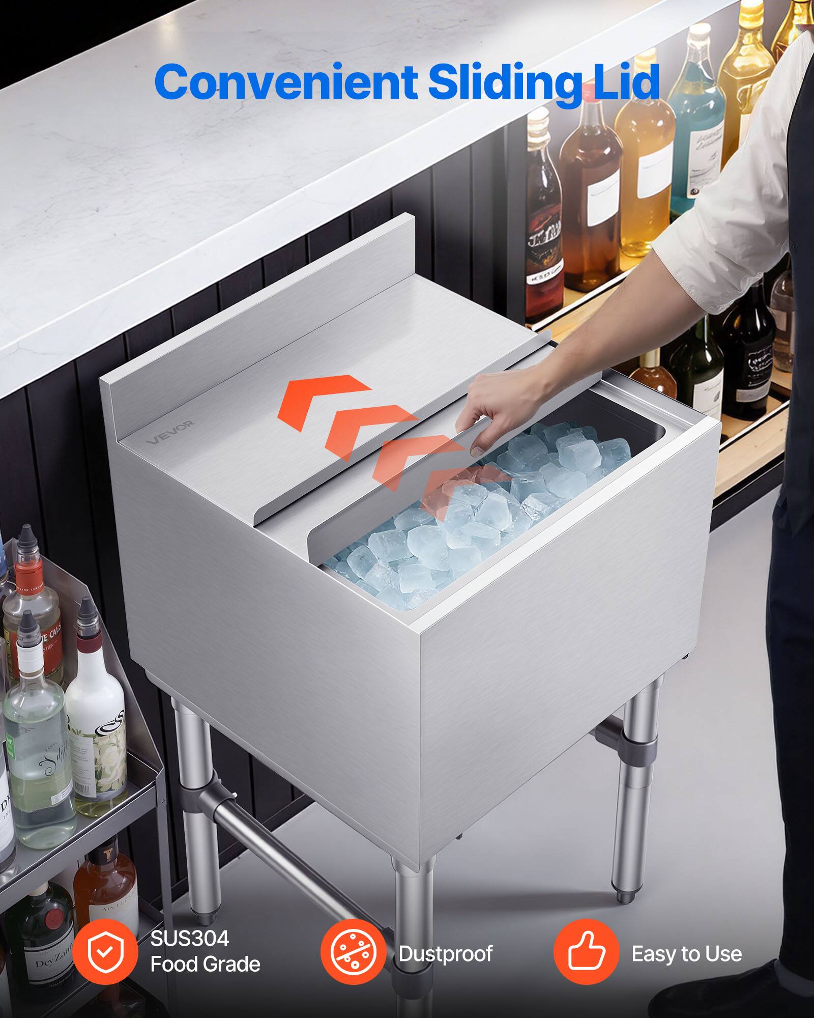 Convenient Sliding Lid

SUS304 Food Grade

Dustproof

Easy to Use