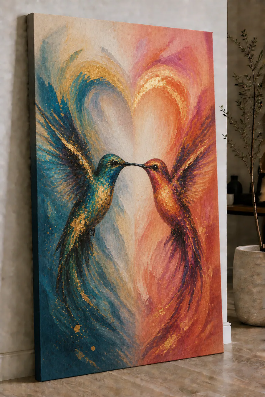 FC Design Large Ready to Hang 24x36" Abstract Hummingbird Love Art ...