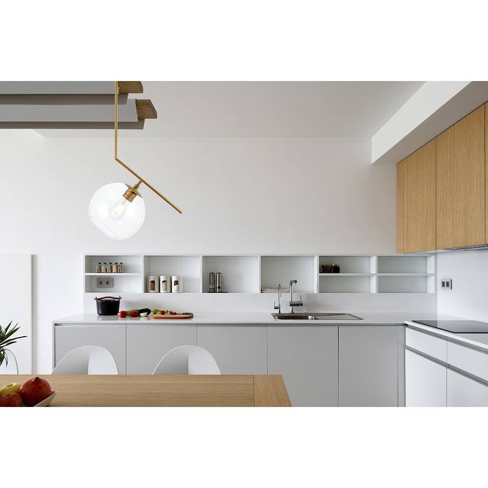 Alt View 8. Living District - Ryland 1 Light Brass And Clear Glass Pendant - Brass And Clear Glass.