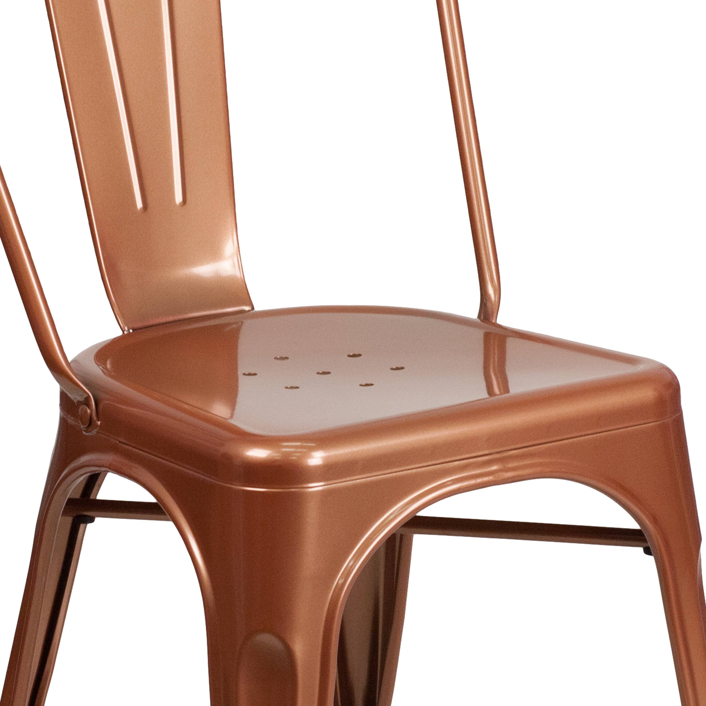 Alt View 9. Emma + Oliver - Commercial Grade Colorful Metal Indoor-Outdoor Dining Stack Chair - Copper.