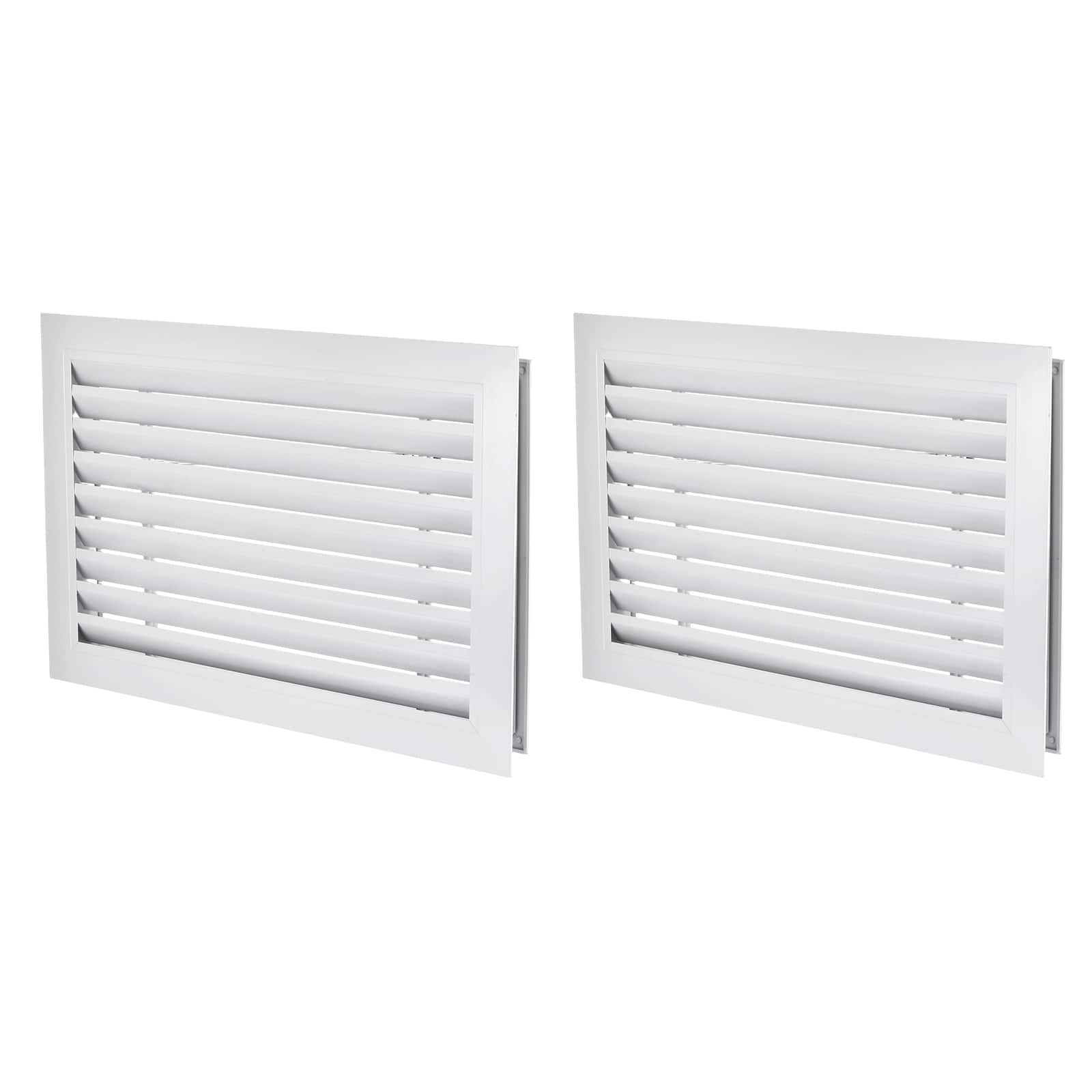 Unique Bargains - 20" x 12" Door Air Vent Cover 2pcs, Anodized Aluminum Alloy Louvered Grille Guard for Cabinet Wardrobe Door - Black