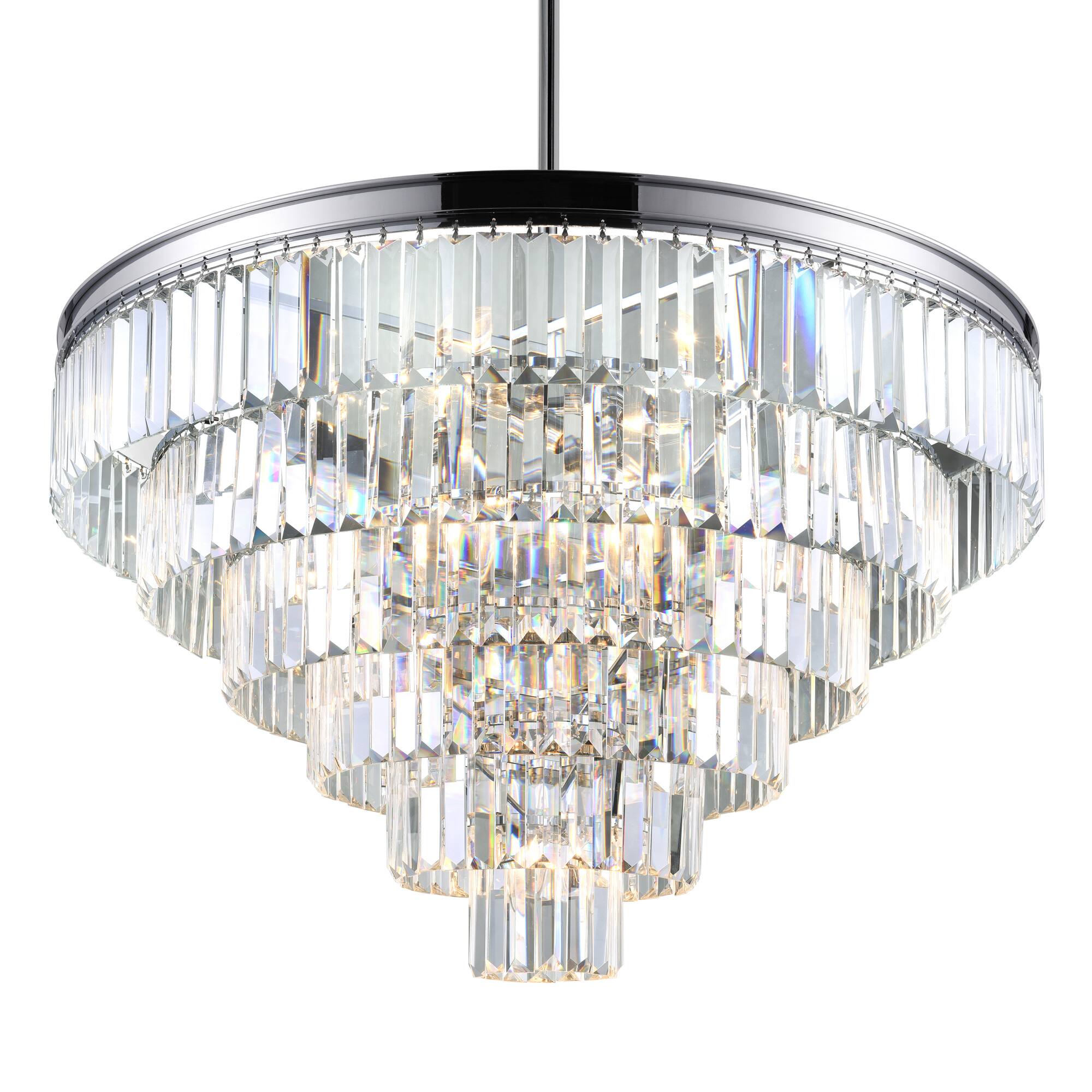 Angle. CWI Lighting - Weiss 15 Light Down Chandelier With Chrome Finish - Chrome.