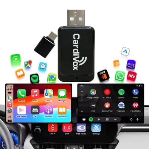 CardiVox - Wireless CarPlay Adapter for iPhone & Android Converts Wired to Wireless Apple CarPlay USB-C Plug & Play Dongle - Black