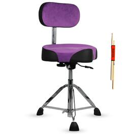 5 CORE - Drum Throne w Backrest 4" Padded Stool Airlift 25" Adjustable Drummer Stool 441Lb Capacity - Purple
