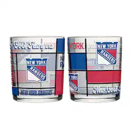 Logo Brands - New York Rangers 12oz. Quilted Stained Two-Pack Rocks Glass Set - Multicolor