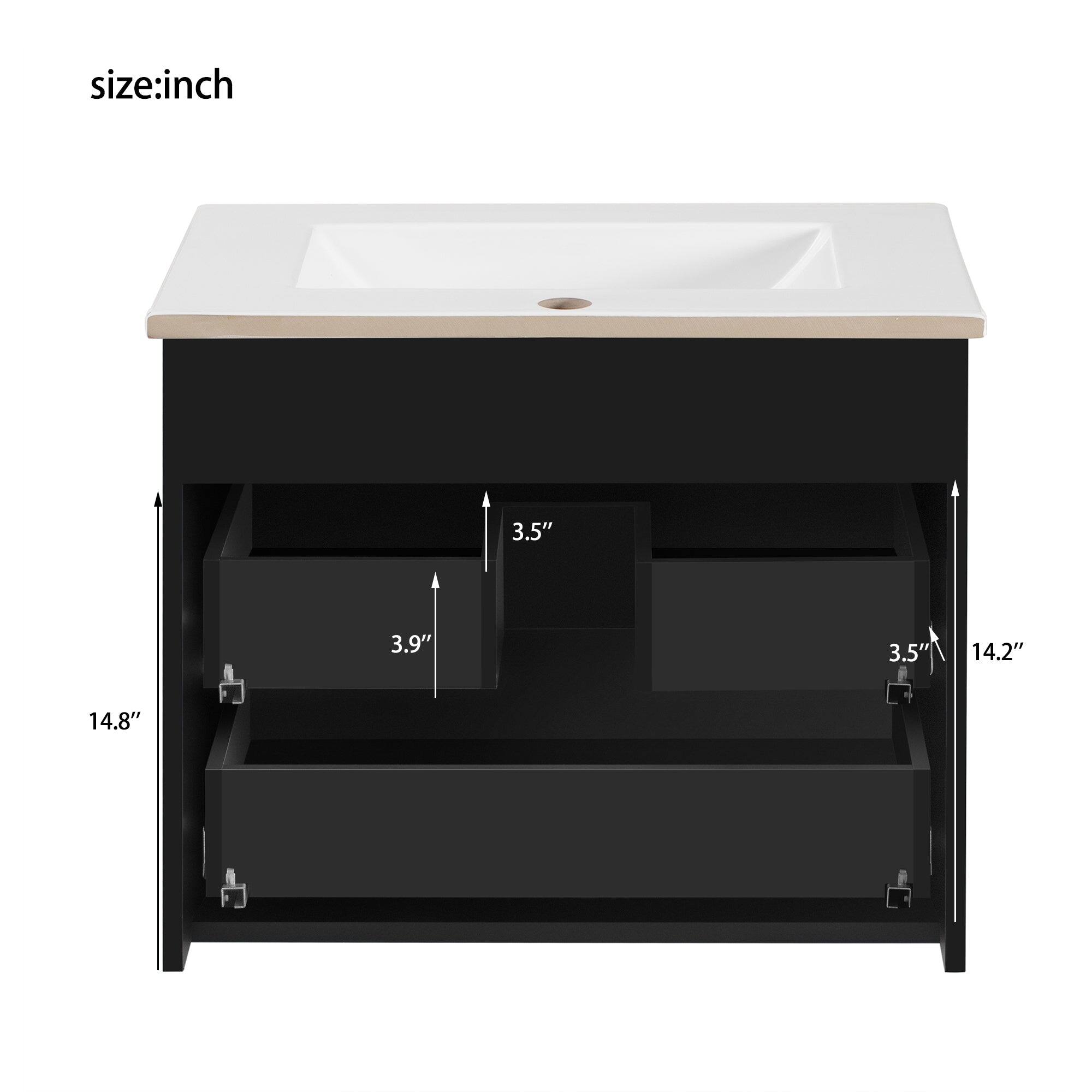 size: inch  
3.5" 3.9" 3.5" 14.2" 14.8"