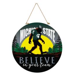 Evergreen Enterprises - Michigan State Spartans 18" Bigfoot "Believe in Yourself" Team Logo Wood Round Door Sign - Multicolor