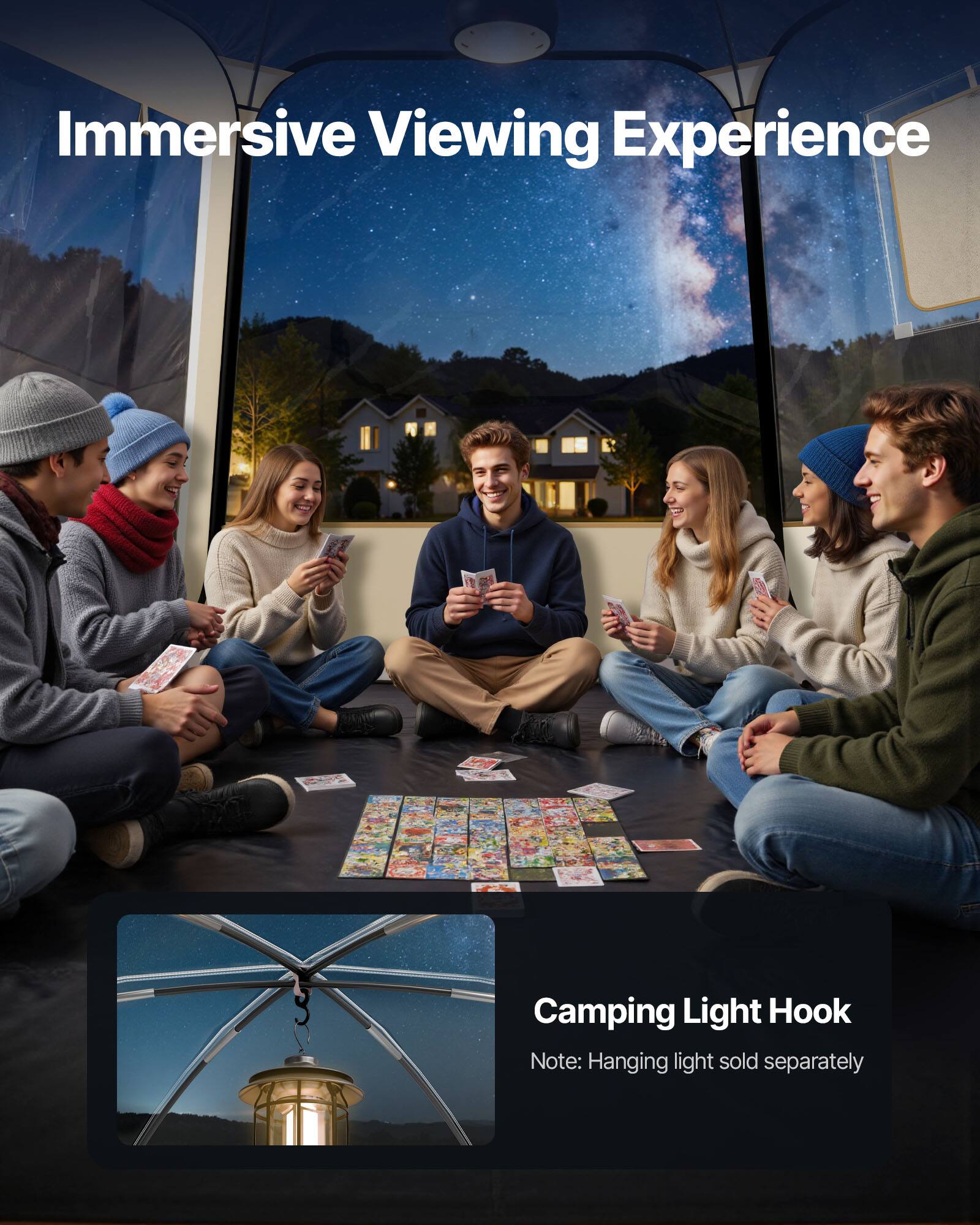 Immersive Viewing Experience

Camping Light Hook
Note: Hanging light sold separately