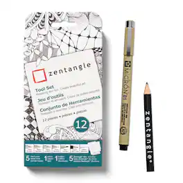 Sakura - Zentangle Tool Set, White Paper Tiles, 3.5 Inch, 12 Piece Set