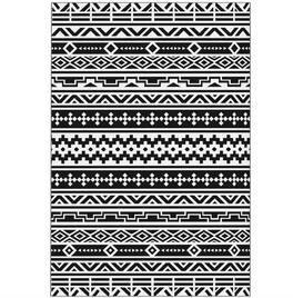 HTUTWOO - 6' x 9' Outdoor Reversible Rug - Waterproof Plastic Straw Patio Mat with Carry Bag, Foldable Camping Carpet - Black White