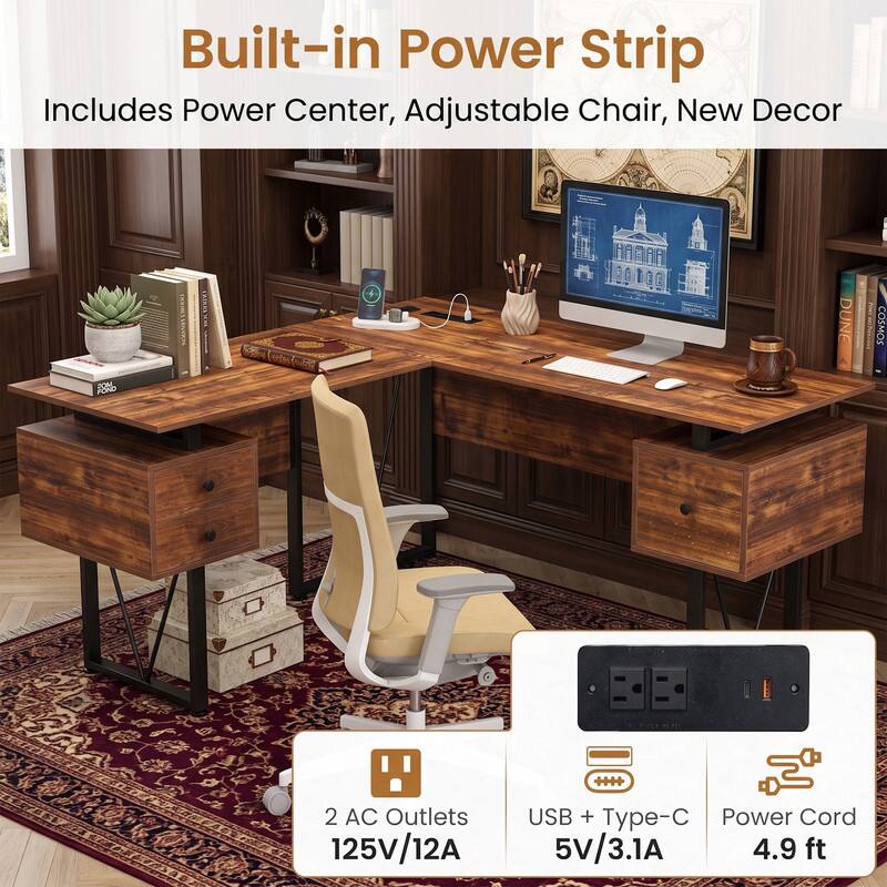 Built-in Power Strip  
Includes Power Center, Adjustable Chair, New Decor  
COSMOS BOW FOND  
2 AC Outlets 125V/12A  
USB + Type-C 5V/3.1A  
Power Cord 4.9 ft