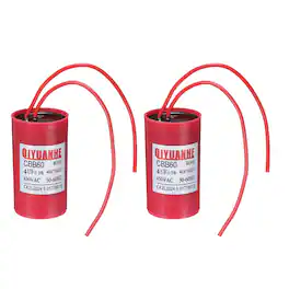 Unique Bargains - 2pcs 4uF CBB60 Run Capacitor, 450VAC Start/Run 50-60Hz for Refrigerator Motor Air Compressor - Red