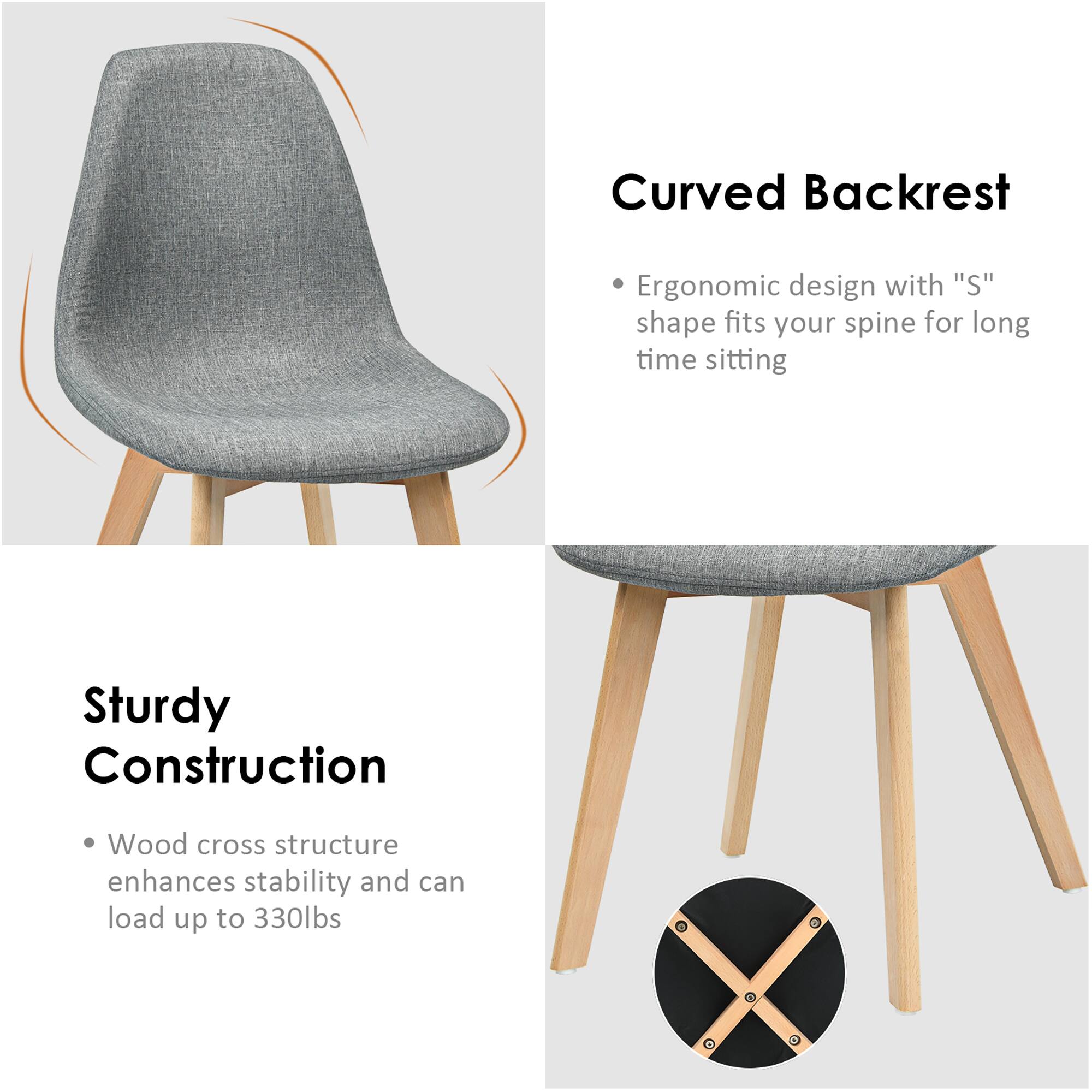 Curved Backrest  
- Ergonomic design with "S" shape fits your spine for long time sitting  

Sturdy Construction  
- Wood cross structure enhances stability and can load up to 330lbs