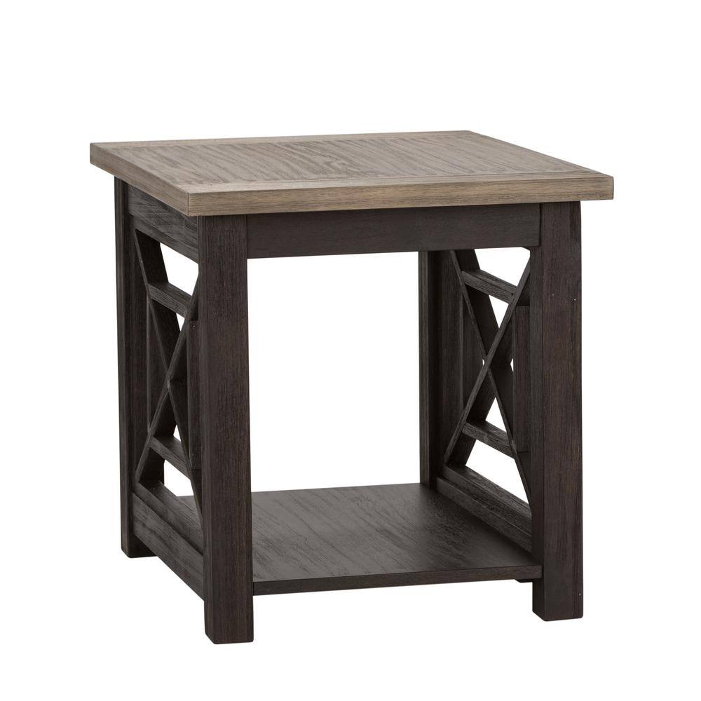 Front. Liberty Furniture Industries - Heatherbrook Heatherbrook end table in Charcoal - Black.