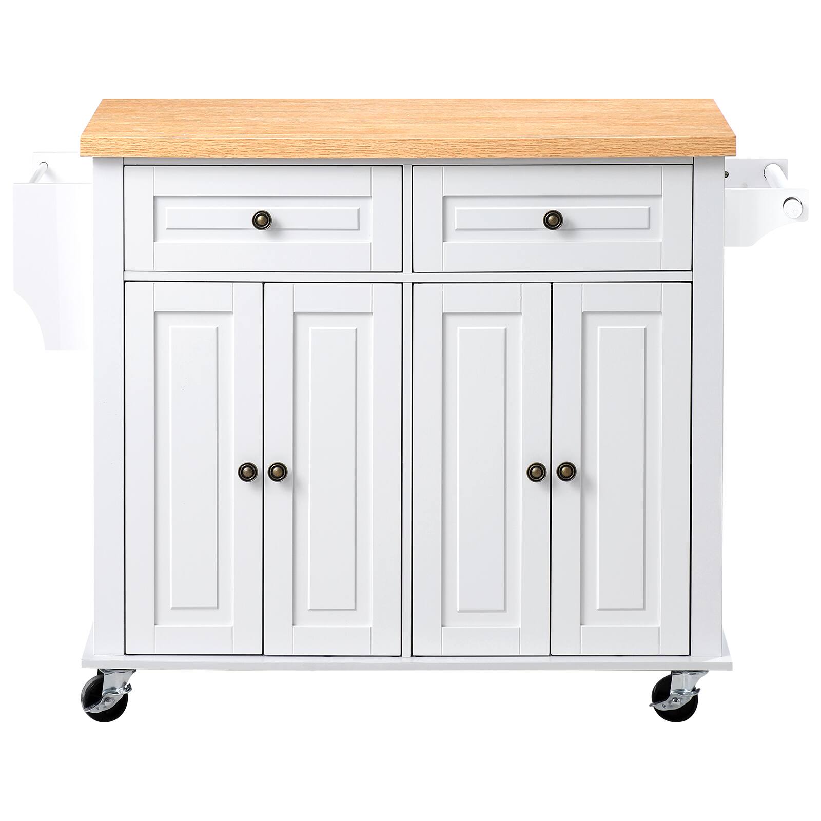 Alt View 5. VEVOR - Kitchen Island Cart with Storage, 43.7 in Wide Mobile Rolling Storage Island on Swivel Wheels, with 2 Drawers - White.