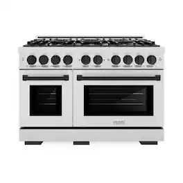 ZLINE - Autograph 48 in. Select Dual Fuel Satin Steel Range w/ 8 Burners & Black Accents (HDRSZ-48-MB) - Stainless Steel