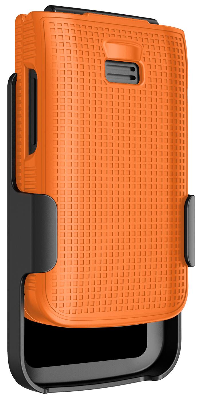 Alt View 6. Nakedcellphone - Combo for TCL Flip 3 Phone - Hard Case and Belt Clip Holster - Orange.