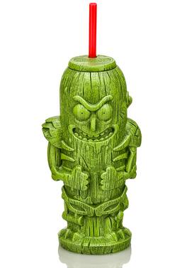 ThinkGeek - Geeki Tikis Rick and Morty Pickle Rick Plastic Tumbler | Holds 22 Ounces - Green