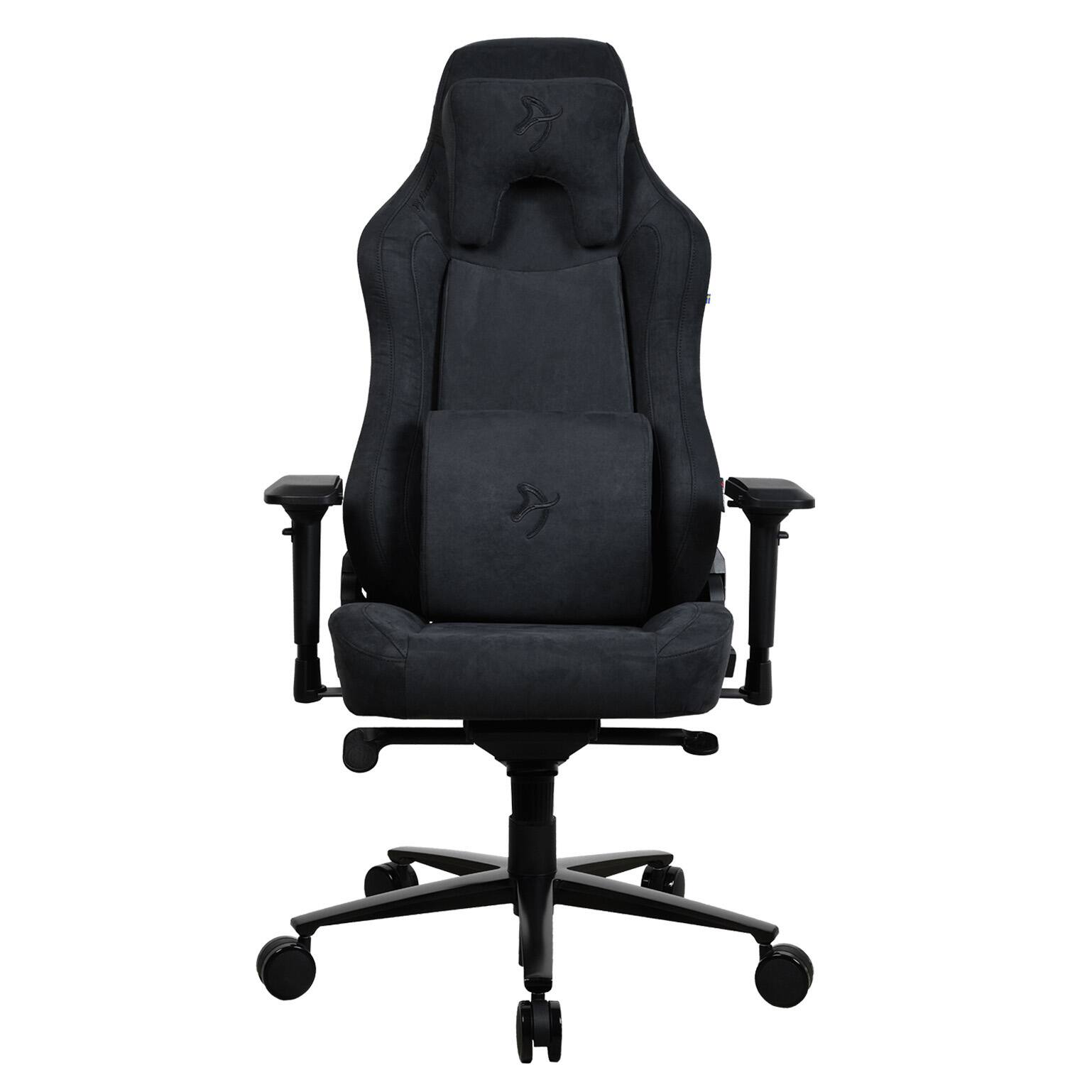 Angle. Arozzi - Vernazza Series Top-Tier Premium Supersoft Upholstery Fabric Gaming Chair - Pure Black.