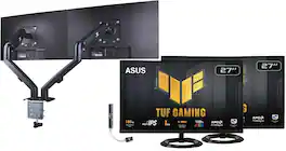 ASUS - TUF Gaming 27" FHD IPS Monitor, Anti-Glare, Flicker Free, AMD FreeSync 2 Pack w/DKZ Hub & Ergoflexy Dual Mount Arms - Black