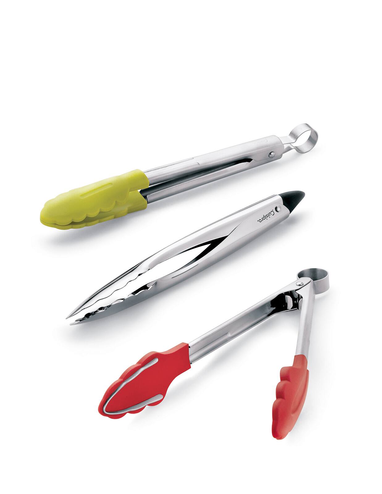 Alt View 1. Cuisipro - 9.5 Inch Stainless Steel Locking Tempo Tongs - Silver.