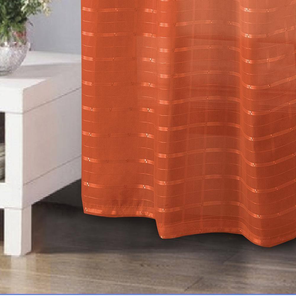 Left. RT Designers Collection - RT Designers Collection Wanda Box Voile Light Filtering One Grommet Curtain Panel 54" x 90" Coral - Coral.